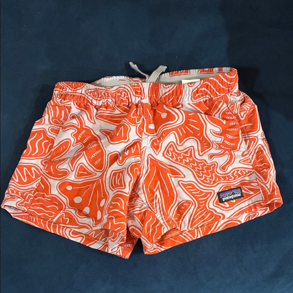 Patagonia Bright Orange Graphic Swim Shorts